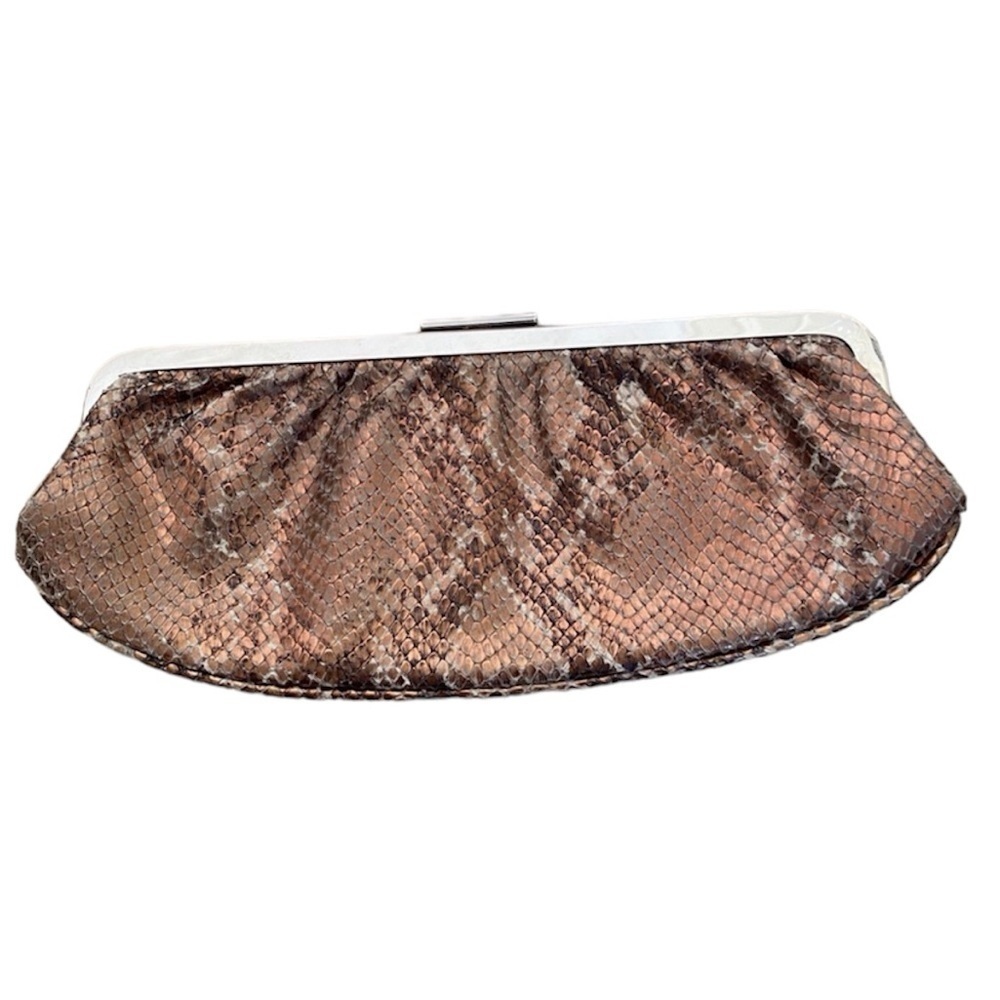 Metallic snake skin clutch purse